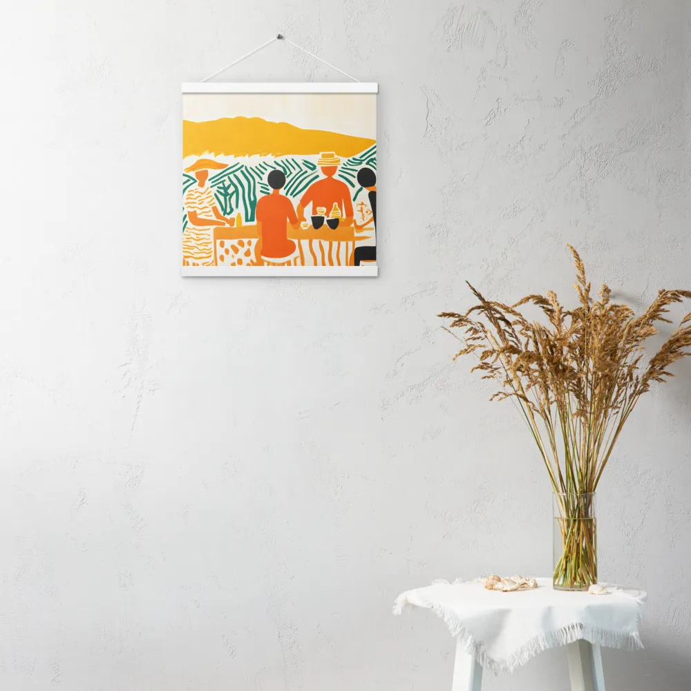 Summer Vibes: Café Conversations | Poster With White Wood Hanger | 16″×16″