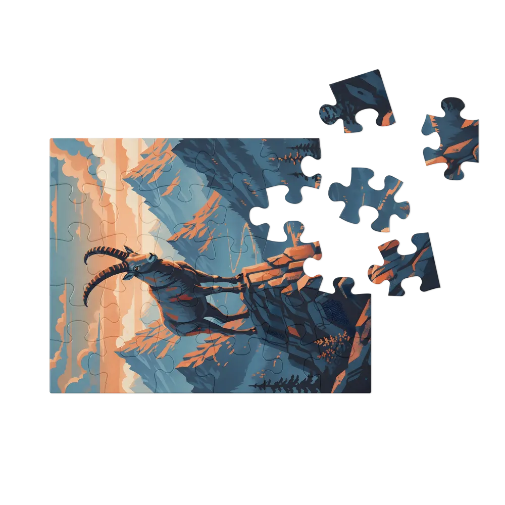 Alpine Ibex 
 Jigsaw Puzzle in Tin Box