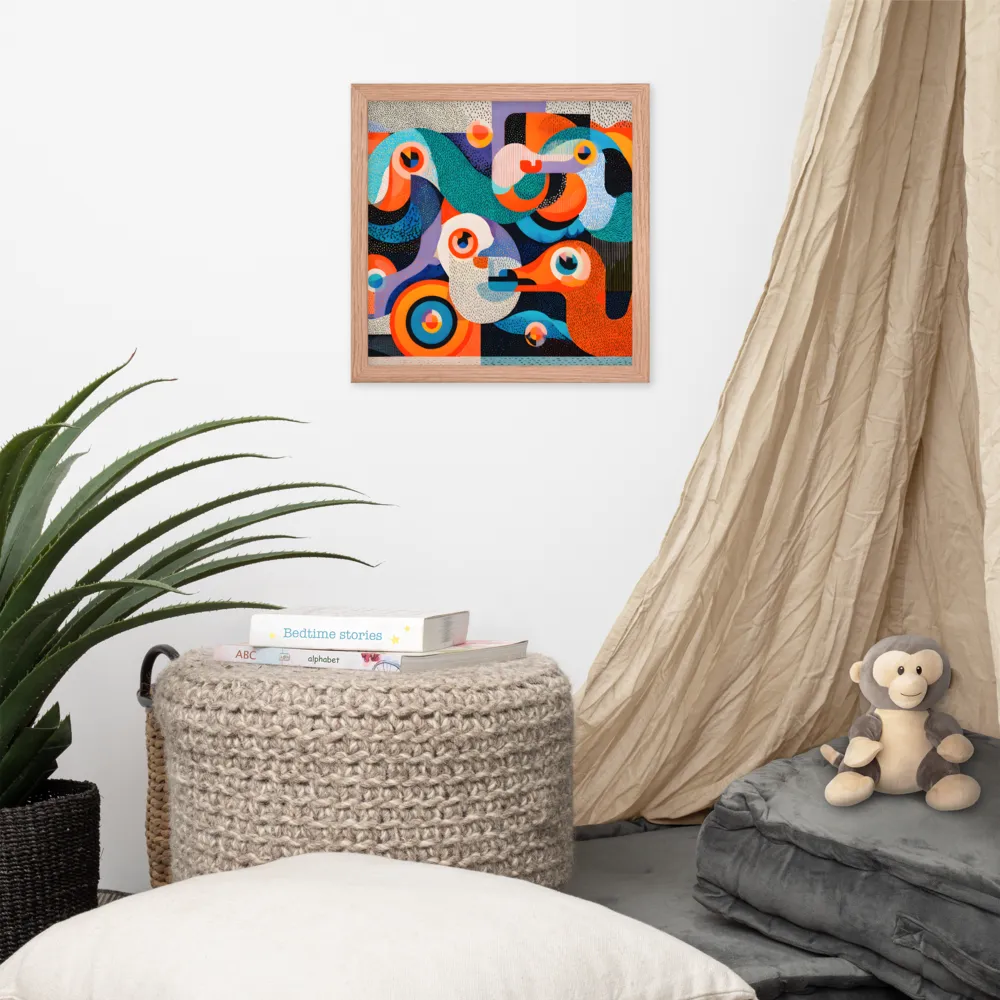 Chromatic Flight 
 Poster with Red oak Frame | 14″x 14″