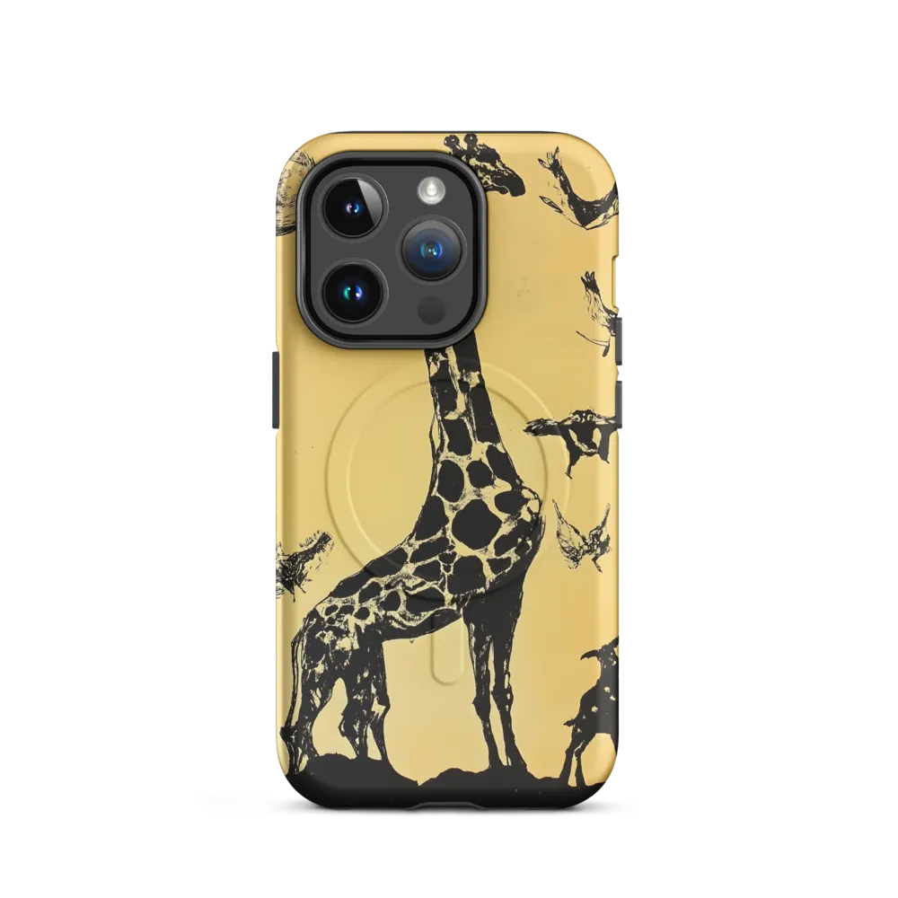 Whimsical Harmony of Giraffe and Birds
