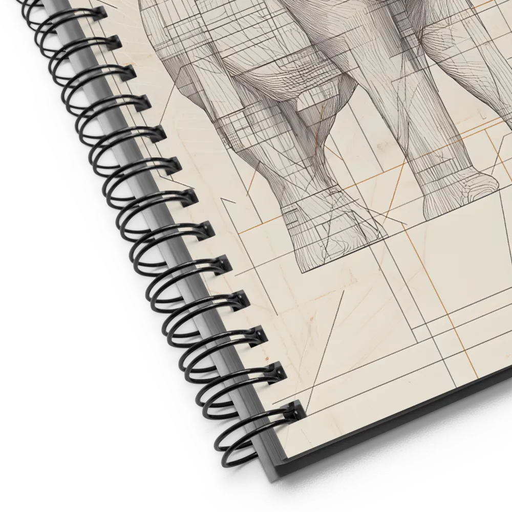 Geometric Elegance: The Steel Elephant | Spiral Notebook