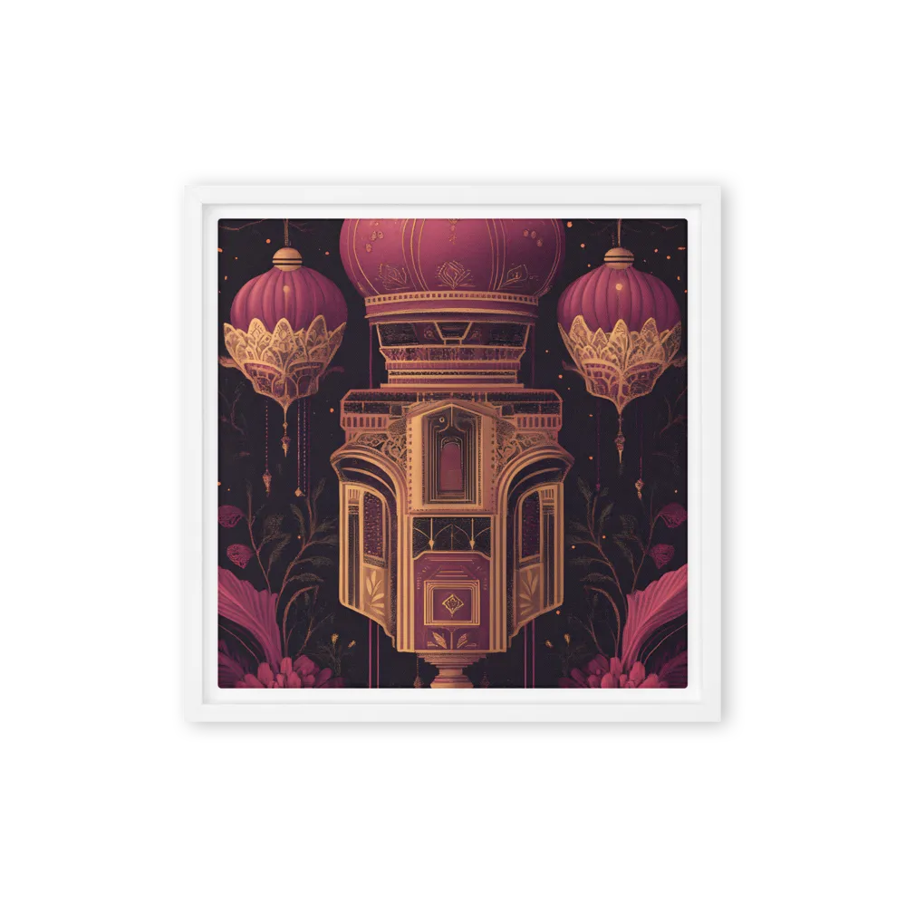 Ornate Harmony: A Digital Floral Architecture | Canvas with White Frame | 12″×12″