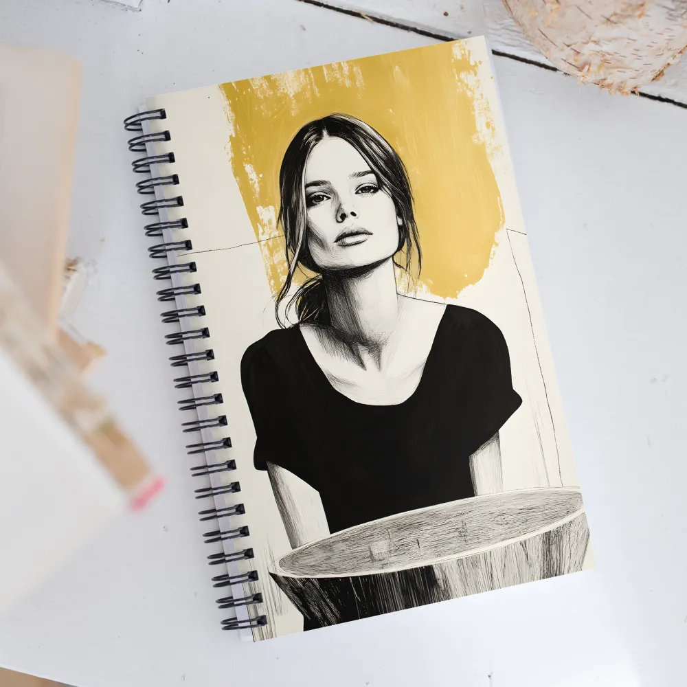 Golden Serenity: A Minimalist Portrait | Spiral Notebook