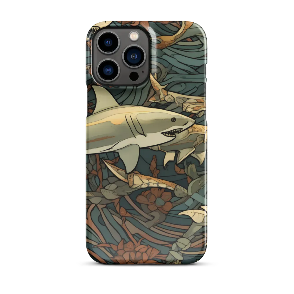 Dynamic Harmony of Sharks and Flora | Phone Case |  13 Pro Max | Snap Case | Glossy