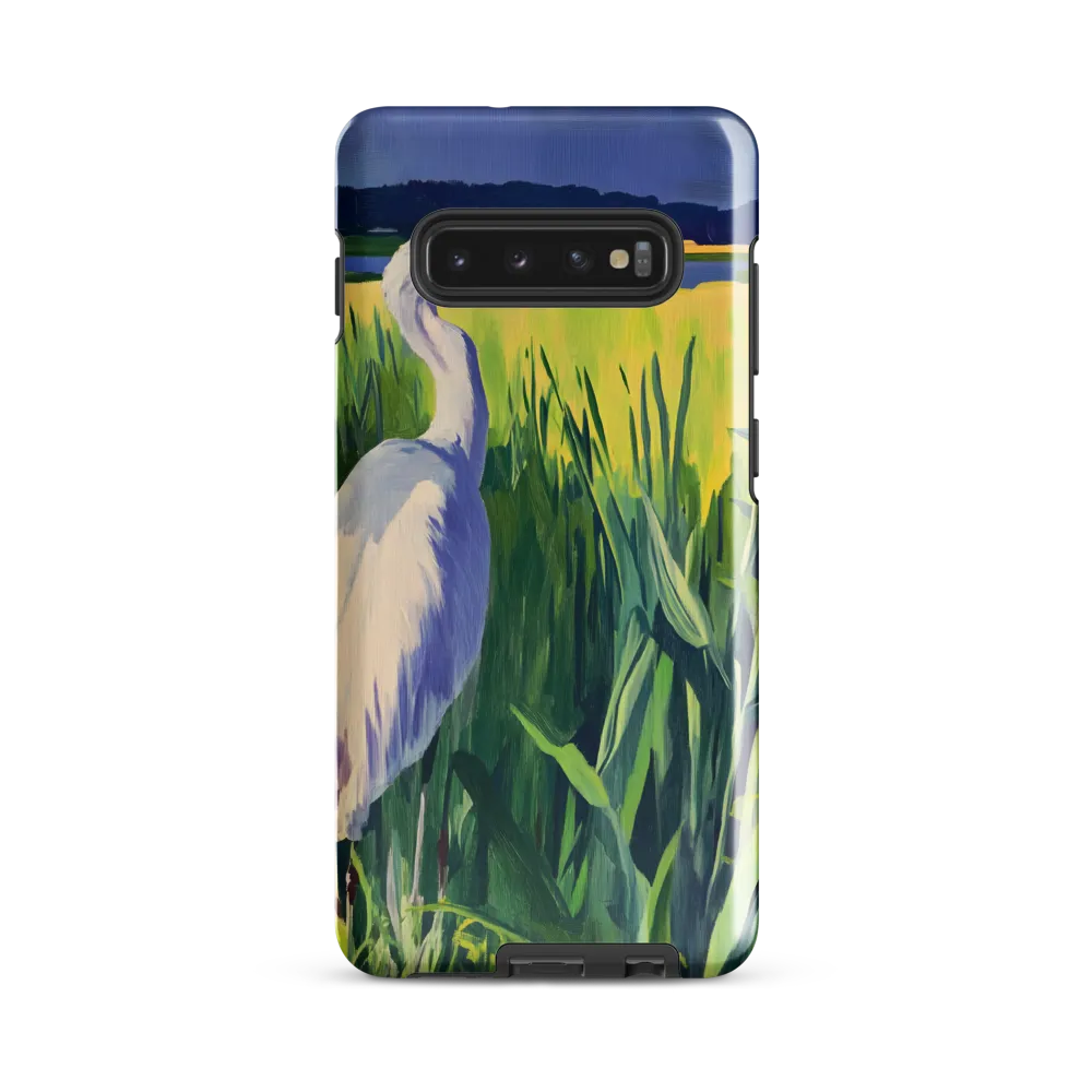 Graceful Presence: The Heron in the Meadow | Phone Case |  S10 Plus | Tough Case | Glossy