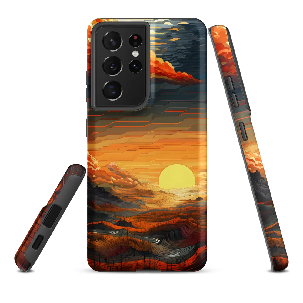 Ethereal Sunset: A Serene Landscape in Flowing Forms | Phone Case |  S21 Ultra | Tough Case | Matte