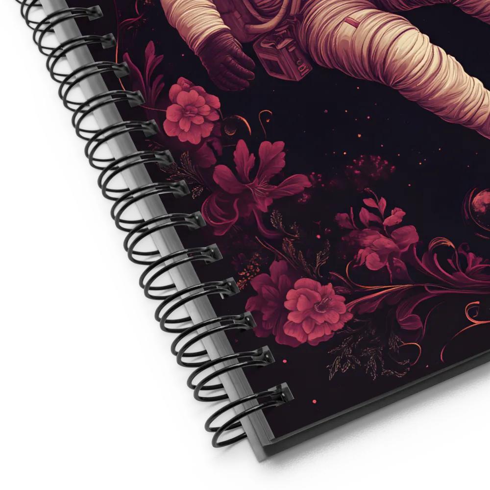 Cosmic Bloom: An Astronaut's Journey | Spiral Notebook