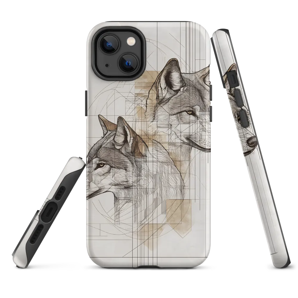 Geometric Harmony: The Essence of Wolves | Phone Case |  14 Plus | Tough Case | Matte