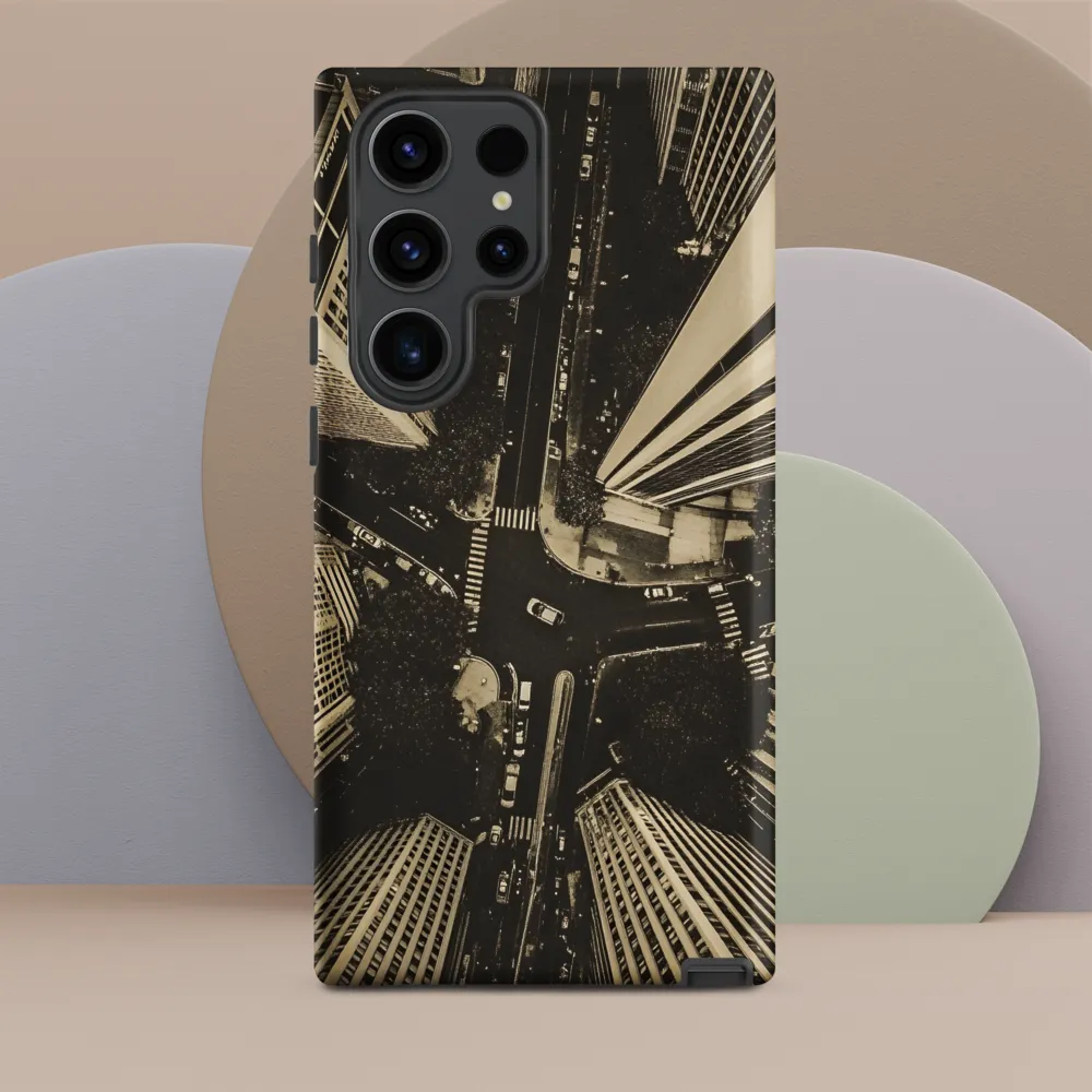 Urban Symphony: Aerial Perspective of City Life | Phone Case |  S23 Ultra | Tough Case | Matte