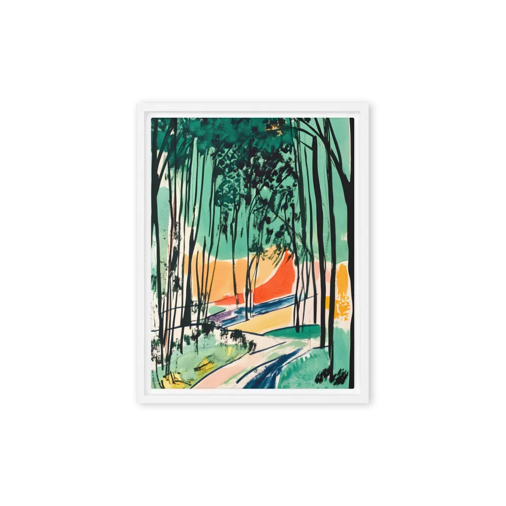 Winding Path Through the Forest | Canvas with White Frame | 9″×12″