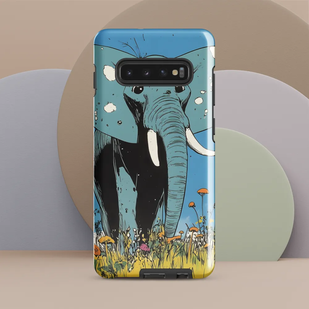 Whimsical Blue Elephant in Bloom | Phone Case |  S10 Plus | Tough Case | Glossy