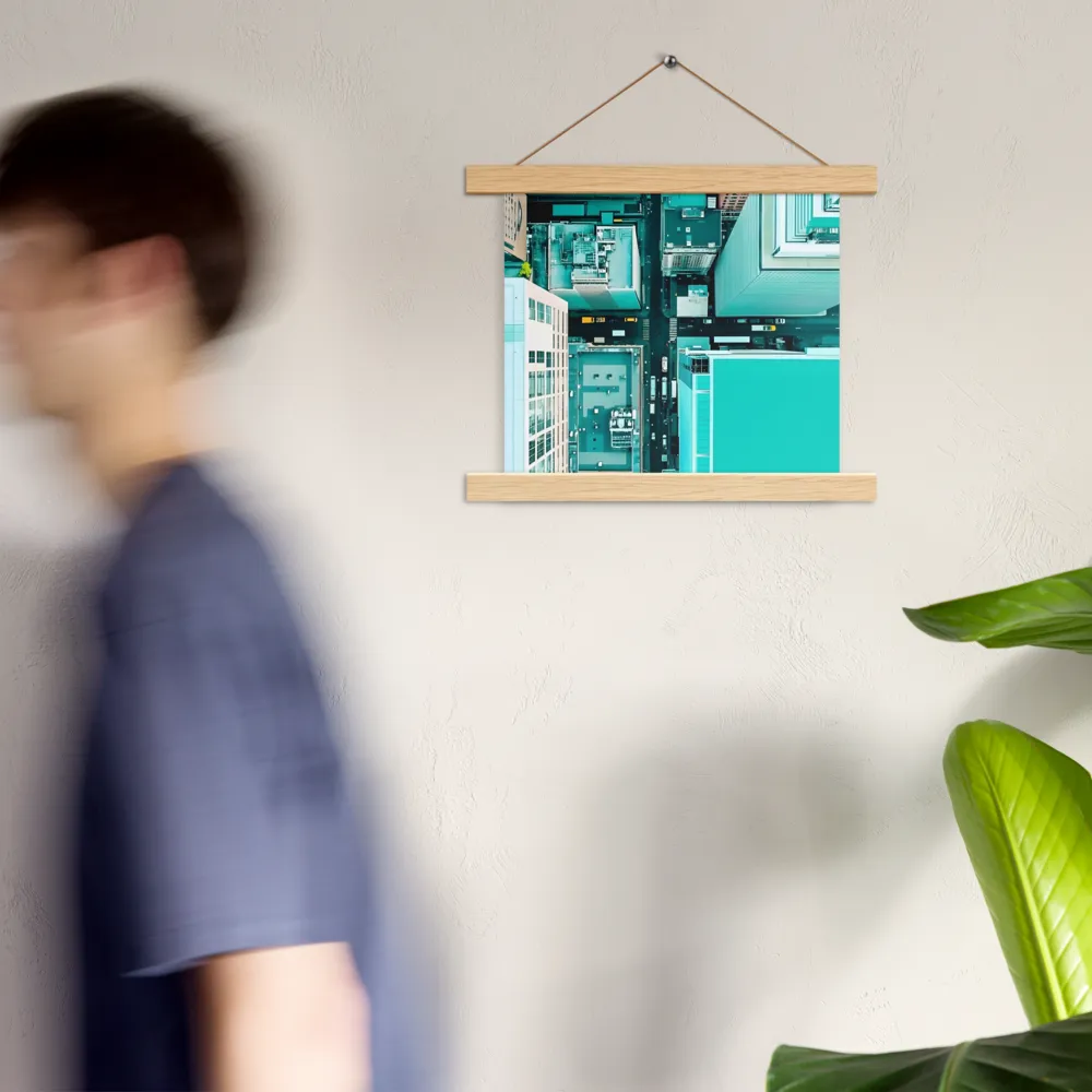 Urban Geometry: Aerial Perspective | Poster With Oak Wood Hanger | 10″×10″