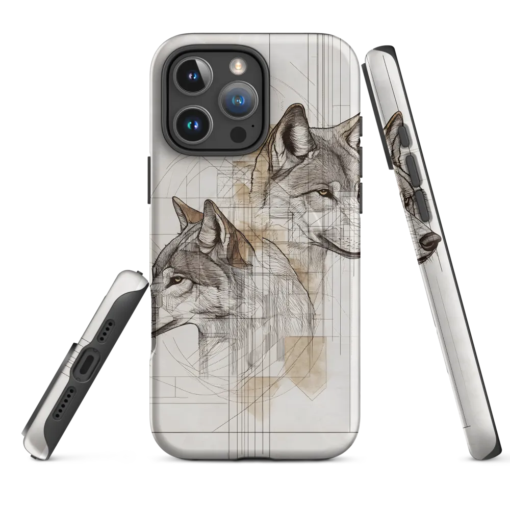Geometric Harmony: The Essence of Wolves | Phone Case |  16 Pro Max | MagSafe® Tough Case | Matte