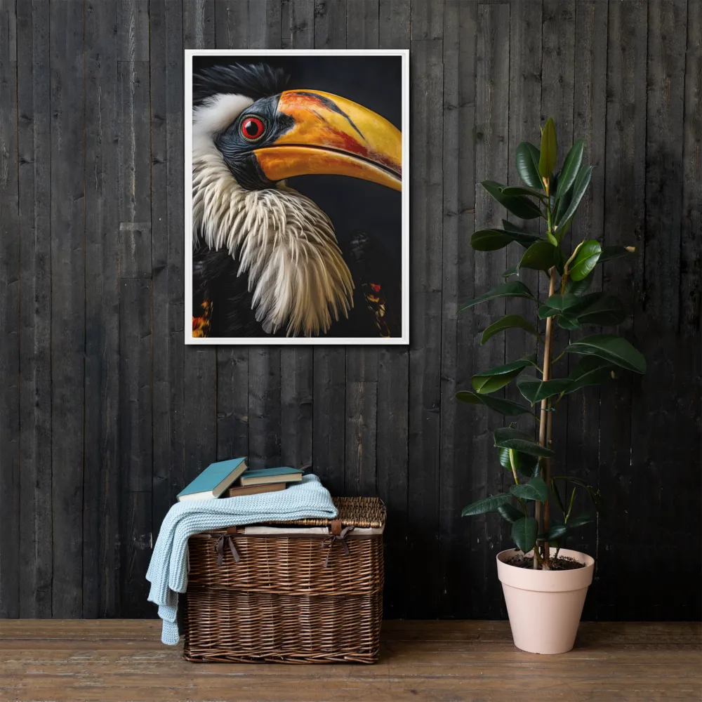 Majestic Hornbill Portrait | Canvas with White Frame | 24″×32″