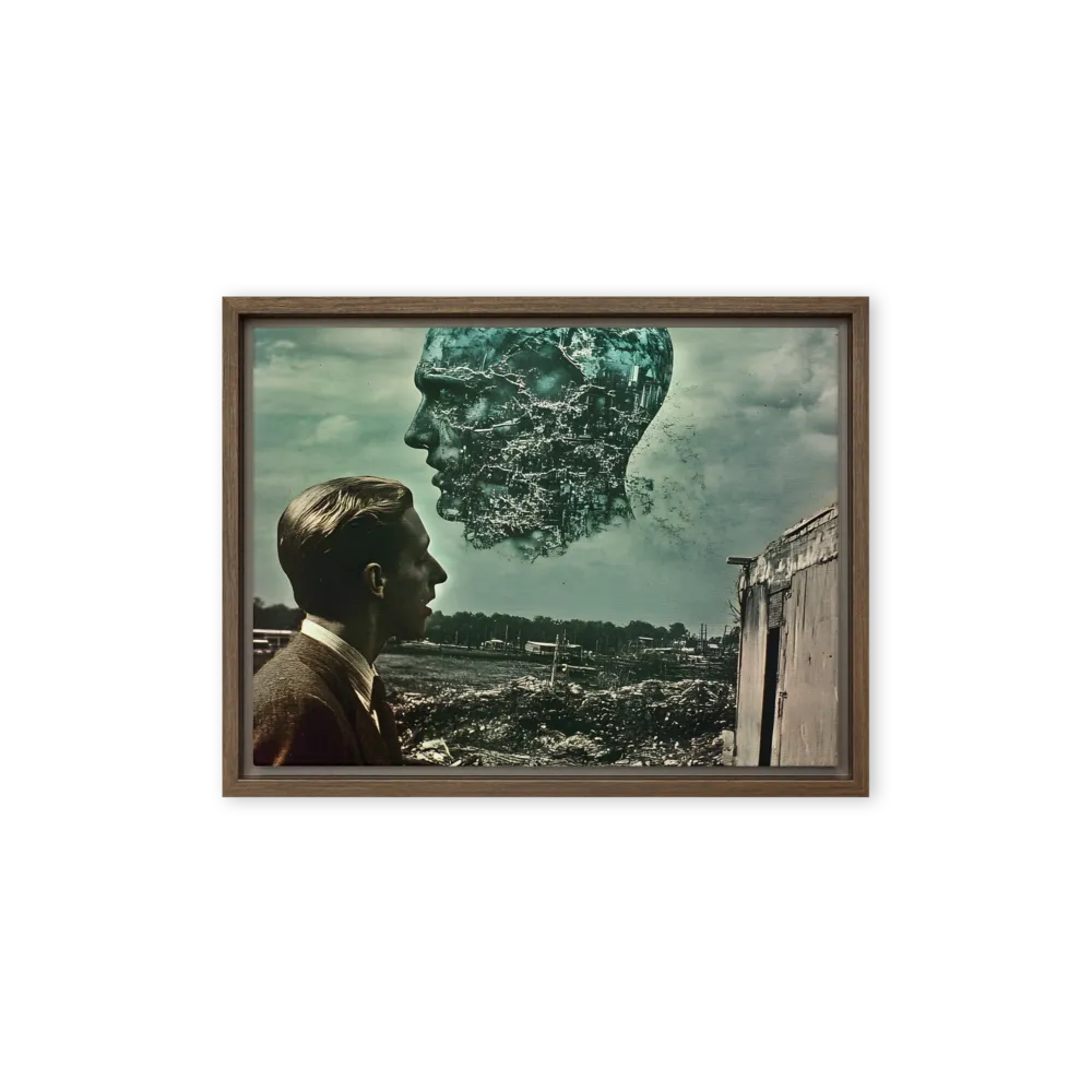 Ethereal Reflections: Identity in a Fragmented World | Canvas with Brown Frame | 12″×16″