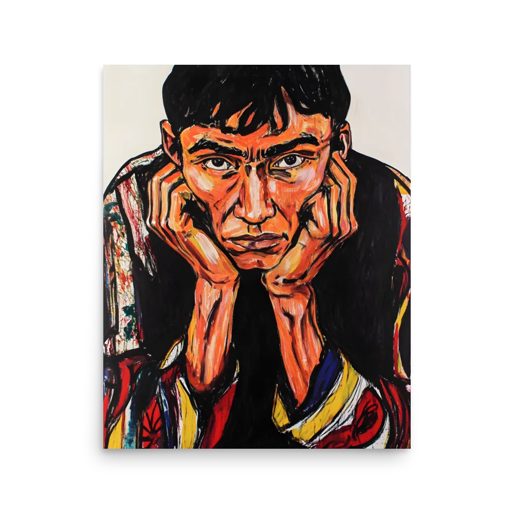 Contemplative Intensity: An Expressionist Portrait | Poster | 16″×20″