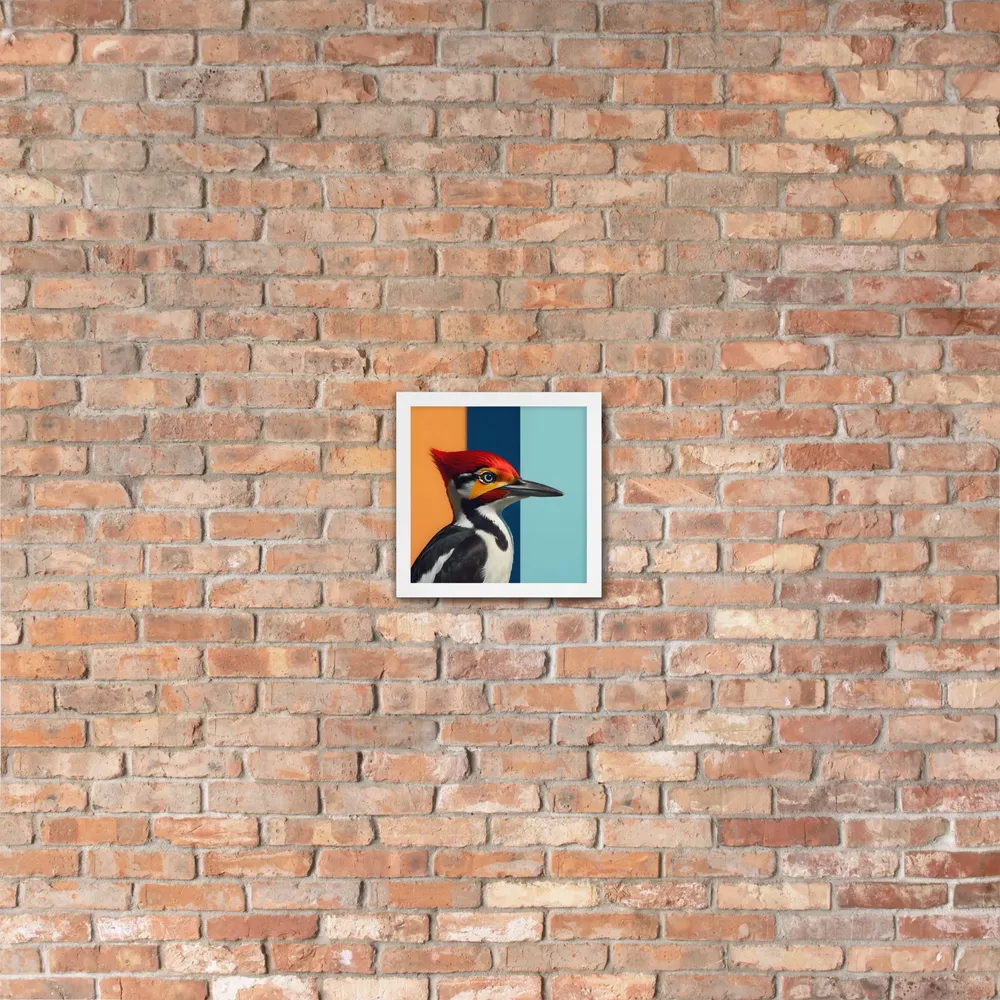Geometric Woodpecker 
 Poster with White Frame | 10″x 10″