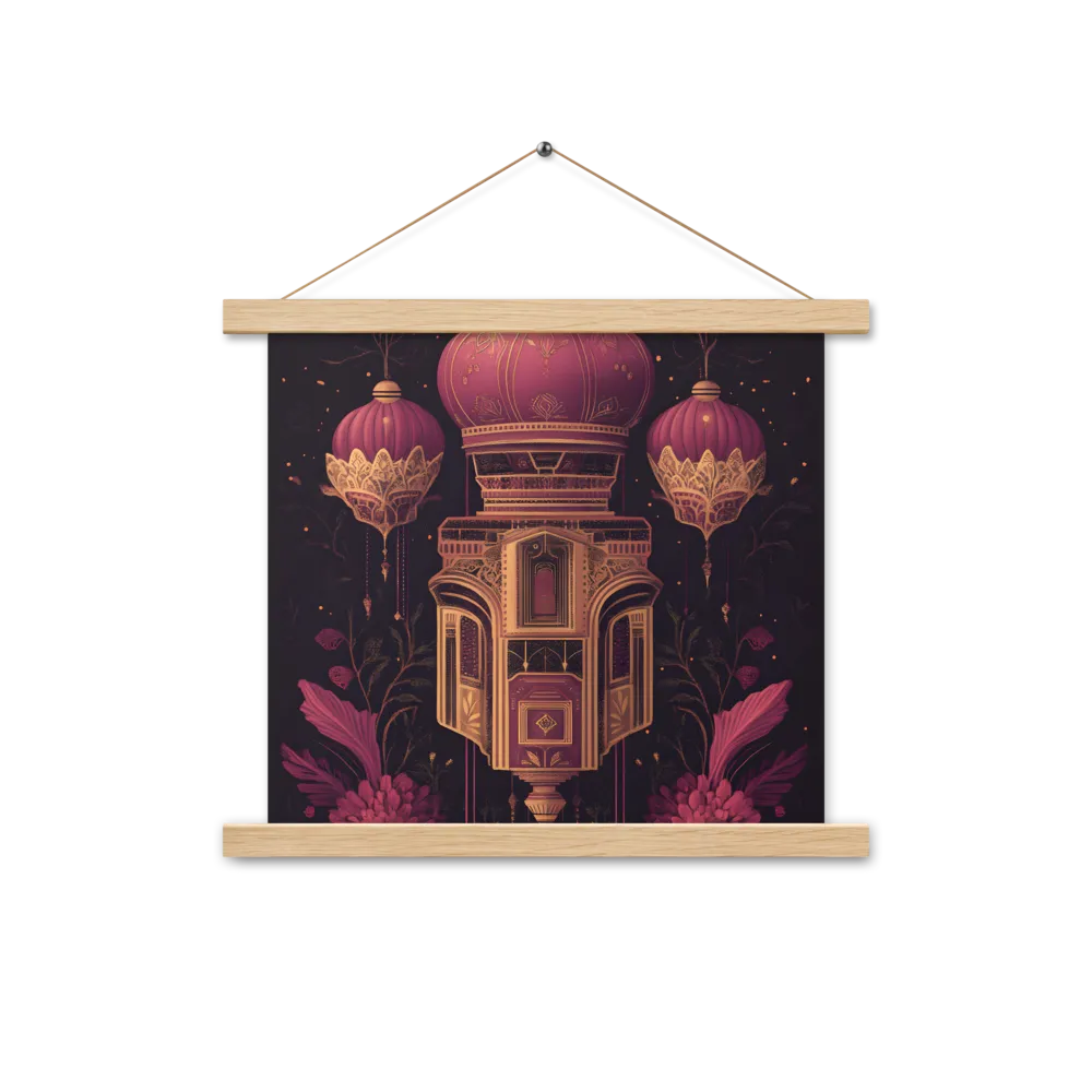 Ornate Harmony: A Digital Floral Architecture | Poster With Oak Wood Hanger | 14″×14″