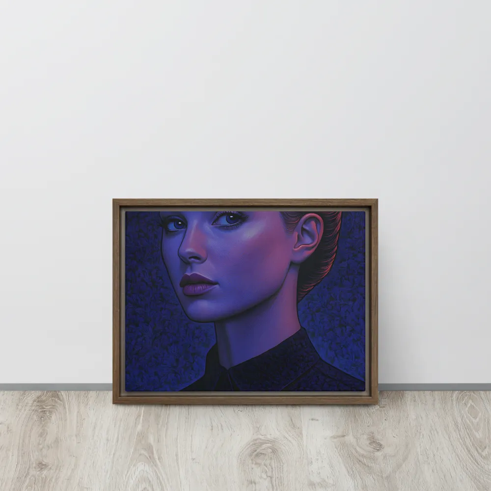 Ethereal Portrait in Blue and Red | Canvas with Brown Frame | 12″×16″