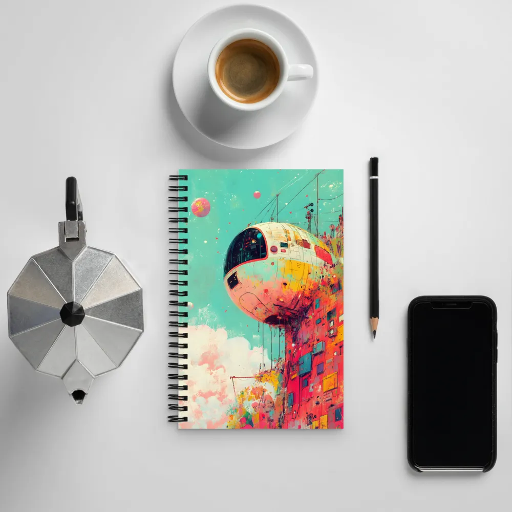 Suspended Sphere in a Vibrant Dreamscape | Spiral Notebook