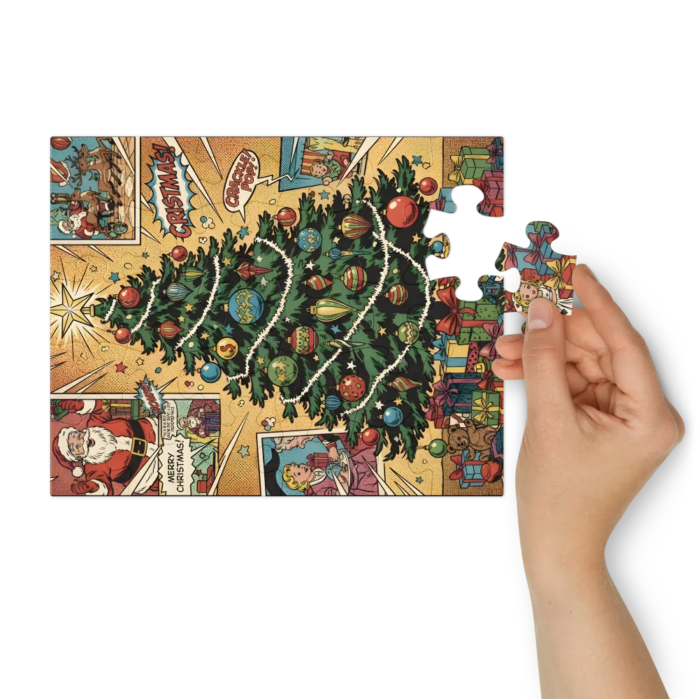 Comic Christmas Tree 
 Jigsaw Puzzle in Tin Box