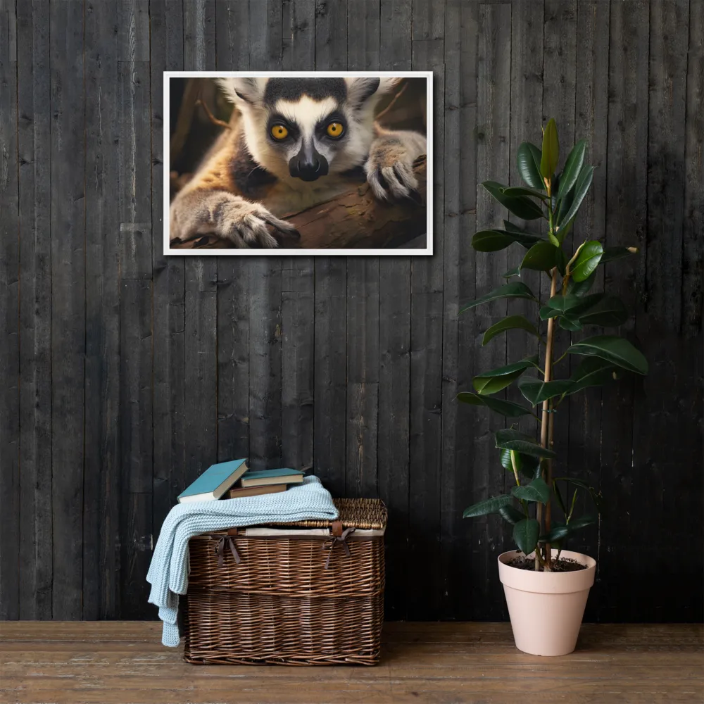 The Watchful Lemur | Canvas with White Frame | 20″×30″