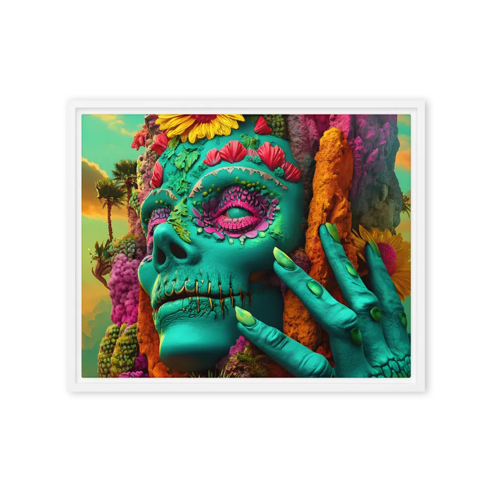 Ethereal Skull Garden | Canvas with White Frame | 16″×20″