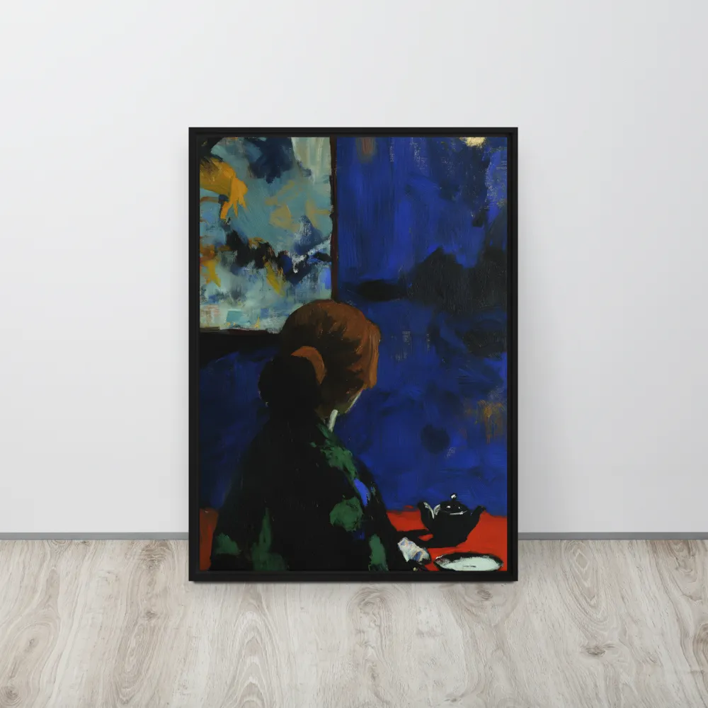 Contemplation Under the Night Sky | Canvas with Black Frame | 20″×28″