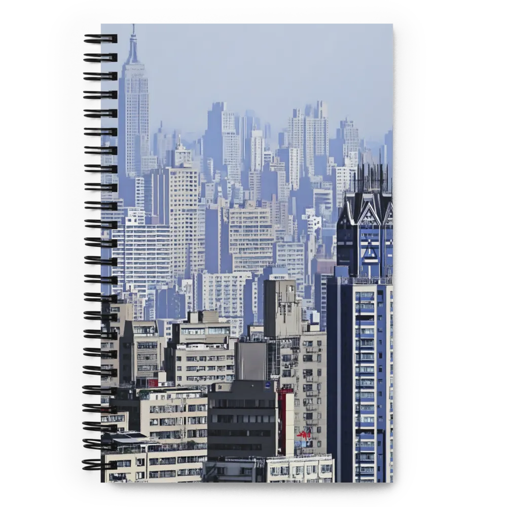 Urban Symphony: A Cityscape in Blues and Grays | Spiral Notebook