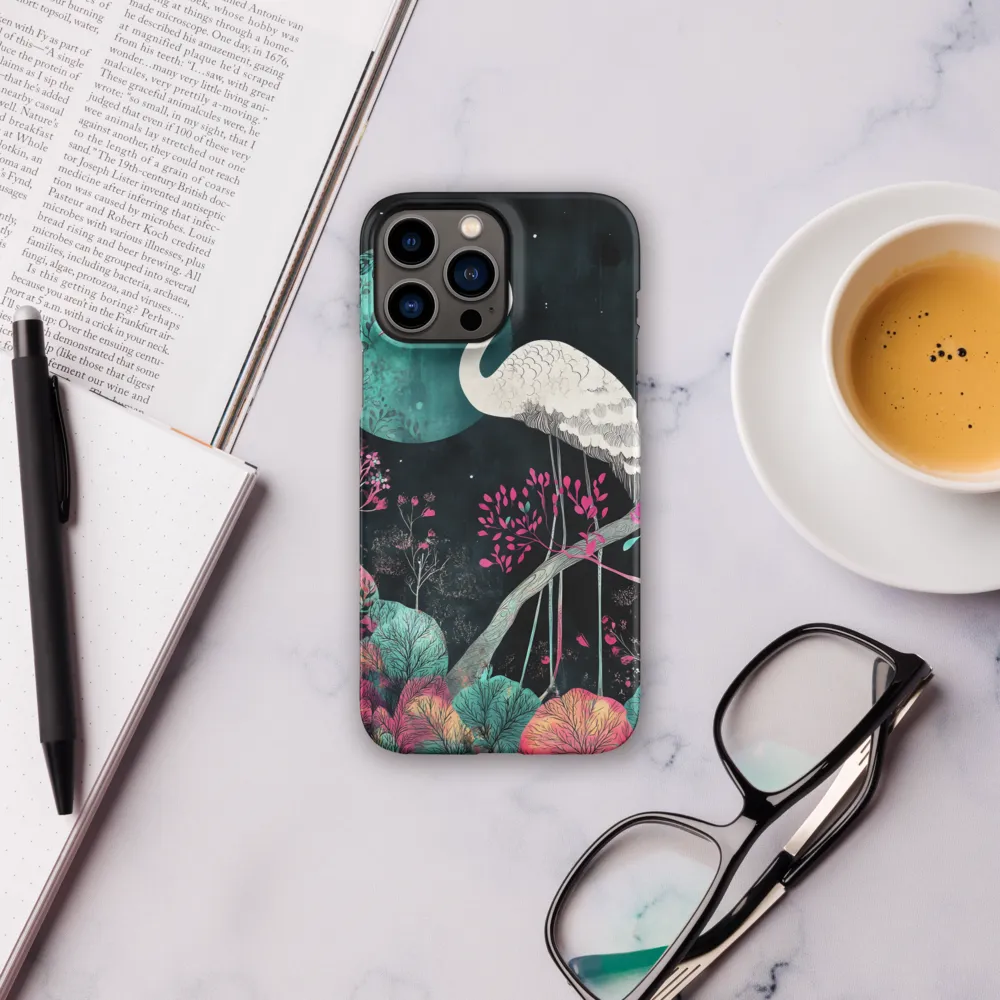 Ethereal Presence: Heron in a Floral Dreamscape | Phone Case |  13 Pro Max | Snap Case | Matte