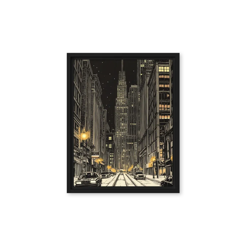 Whispers of the Night City | Canvas with Black Frame | 11″×14″