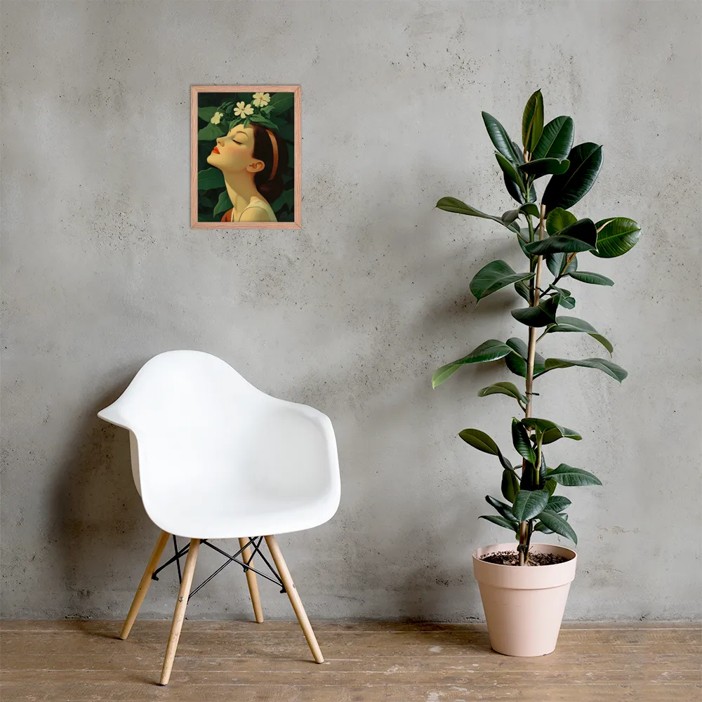 Serenity in Bloom | Poster with Red oak Frame | 12″×16″