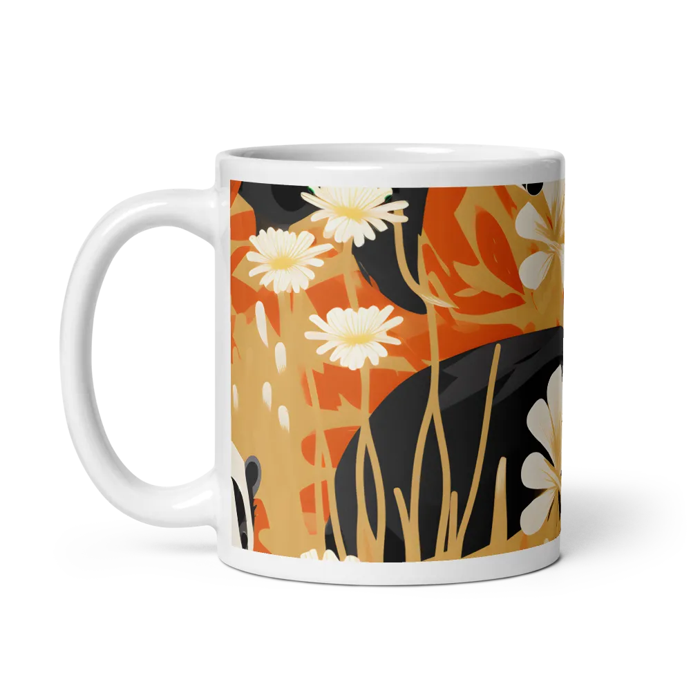 Whimsical Badgers in Bloom | Mug with White inside | 11 oz