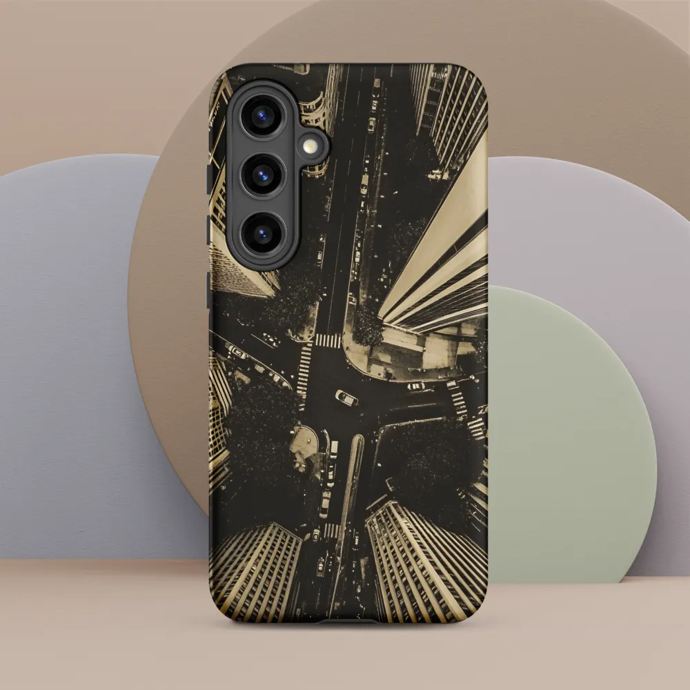 Urban Symphony: Aerial Perspective of City Life | Phone Case |  S24 Plus | Tough Case | Matte
