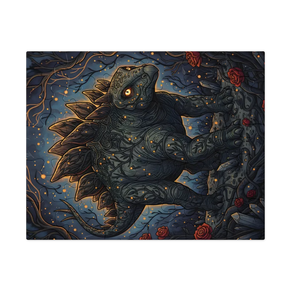 Moonlit Stegosaur 
 Jigsaw Puzzle in Tin Box