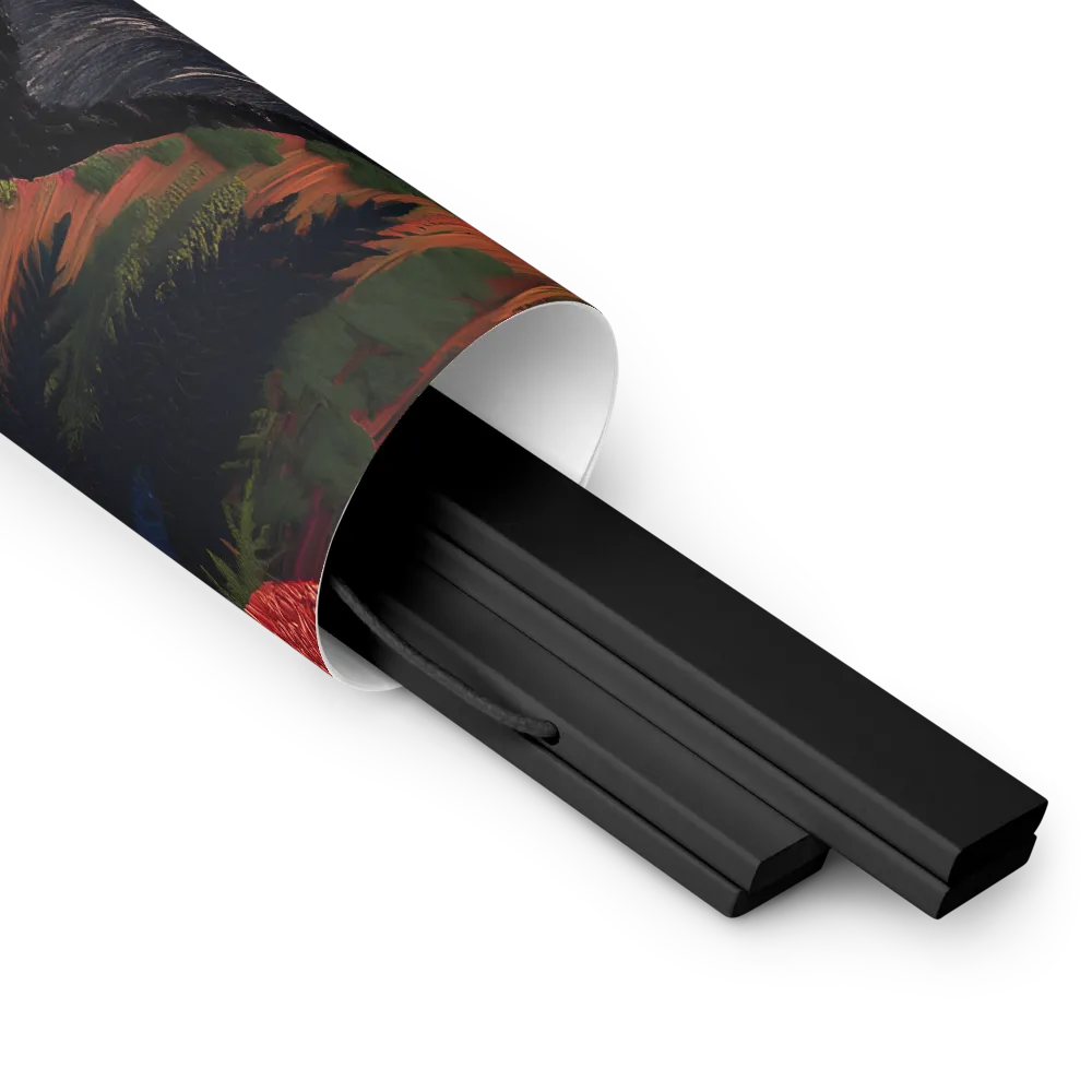 Ethereal Cascade: A Surreal Landscape | Poster With Black Wood Hanger | 18″×18″