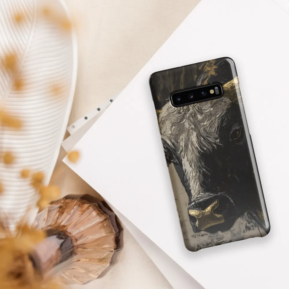 Majestic Bull: The Power in Black and Gold | Phone Case |  S10 Plus | Snap Case | Glossy