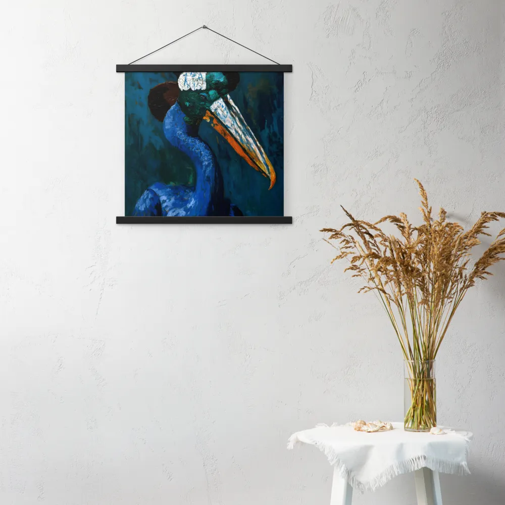 Majestic Absurdity: The Hat-Wearing Bird | Poster With Black Wood Hanger | 18″×18″