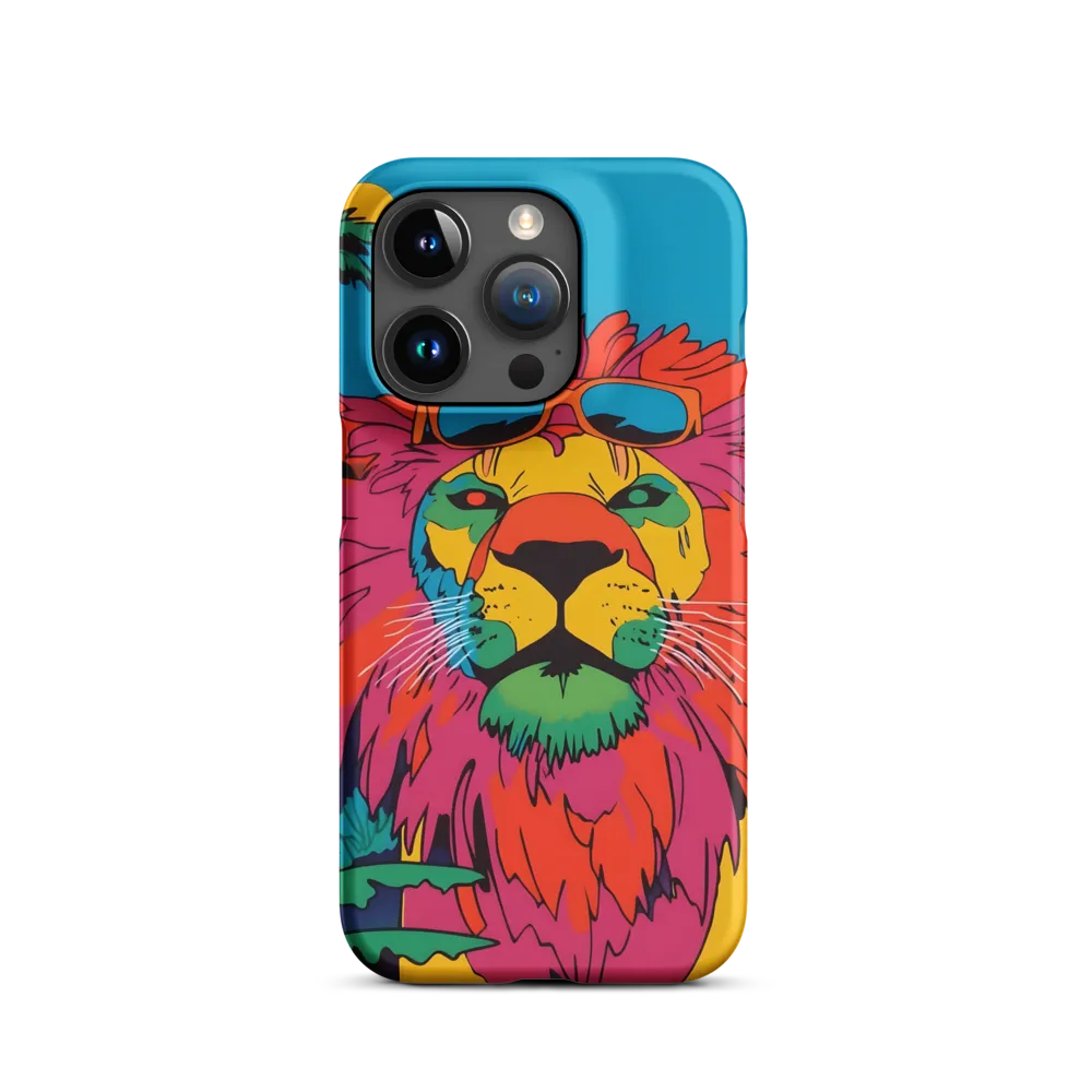 Lion with Sunglasses: A Vibrant Tropical Portrait | Phone Case |  15 Pro | Snap Case | Matte