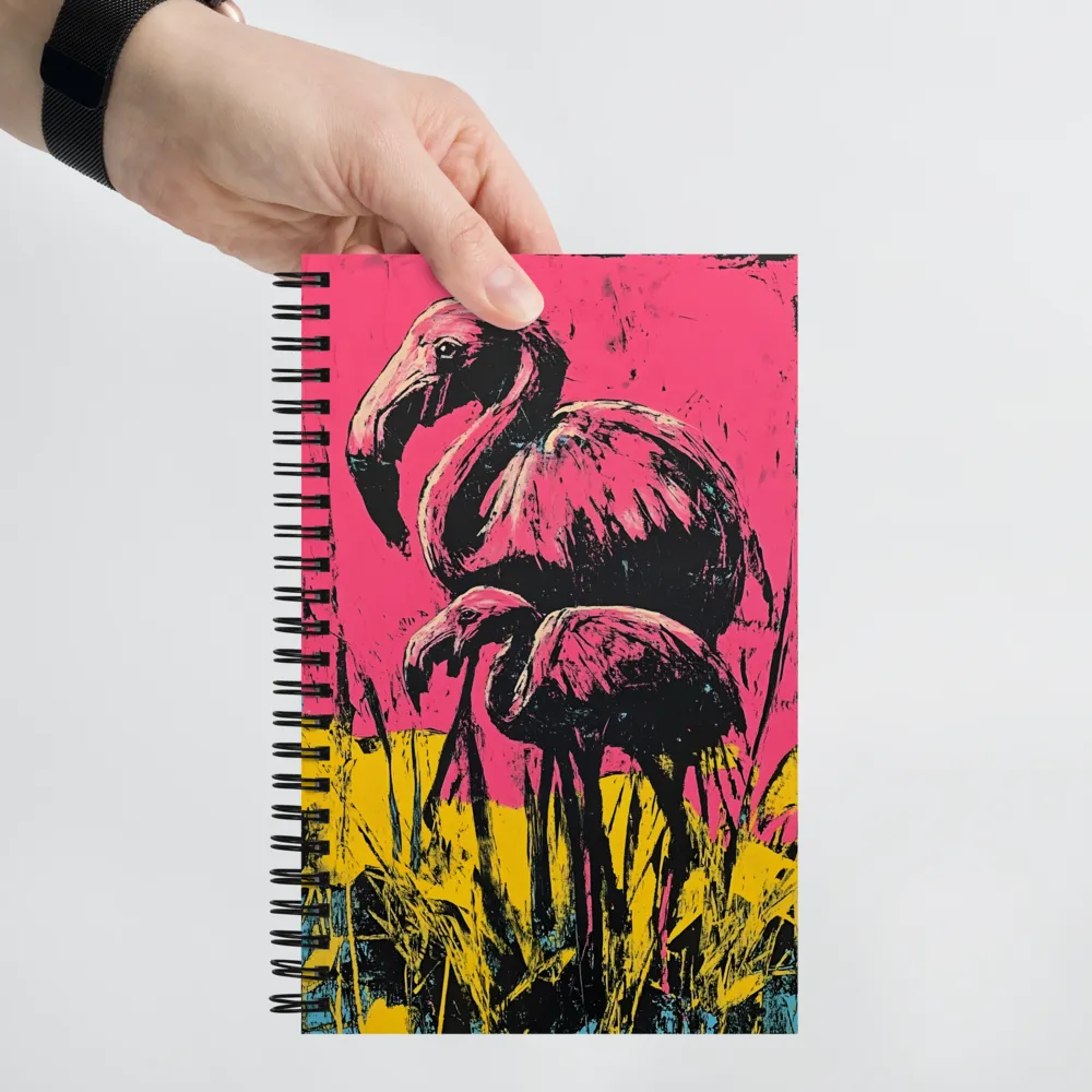 Flamingo Duet: A Pop Art Expression | Spiral Notebook