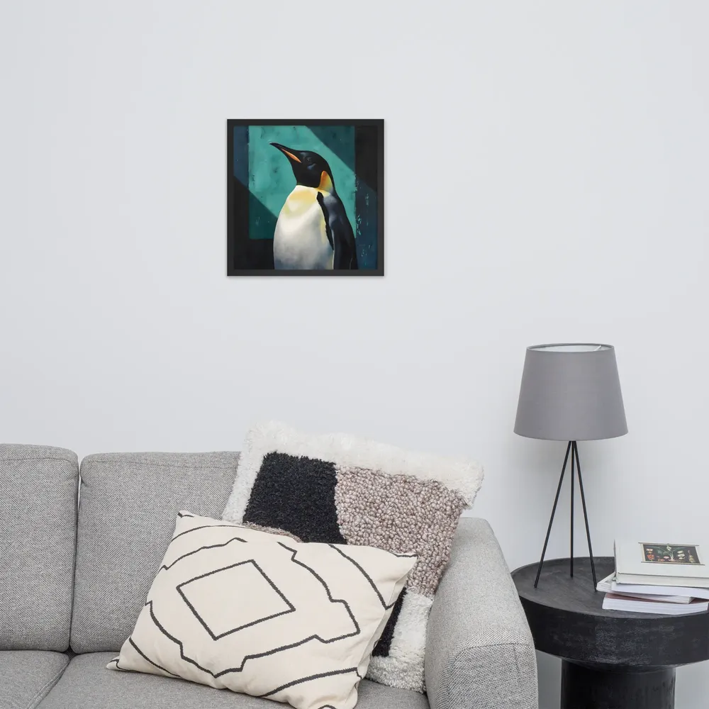 Regal Penguin 
 Poster with Black Frame | 18″x 18″