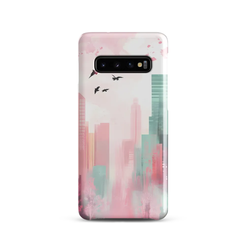 Dreamy Cityscape in Pink and Cyan