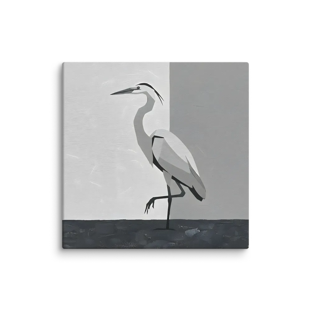 Grayscale Heron 
 Canvas | 18″x 18″