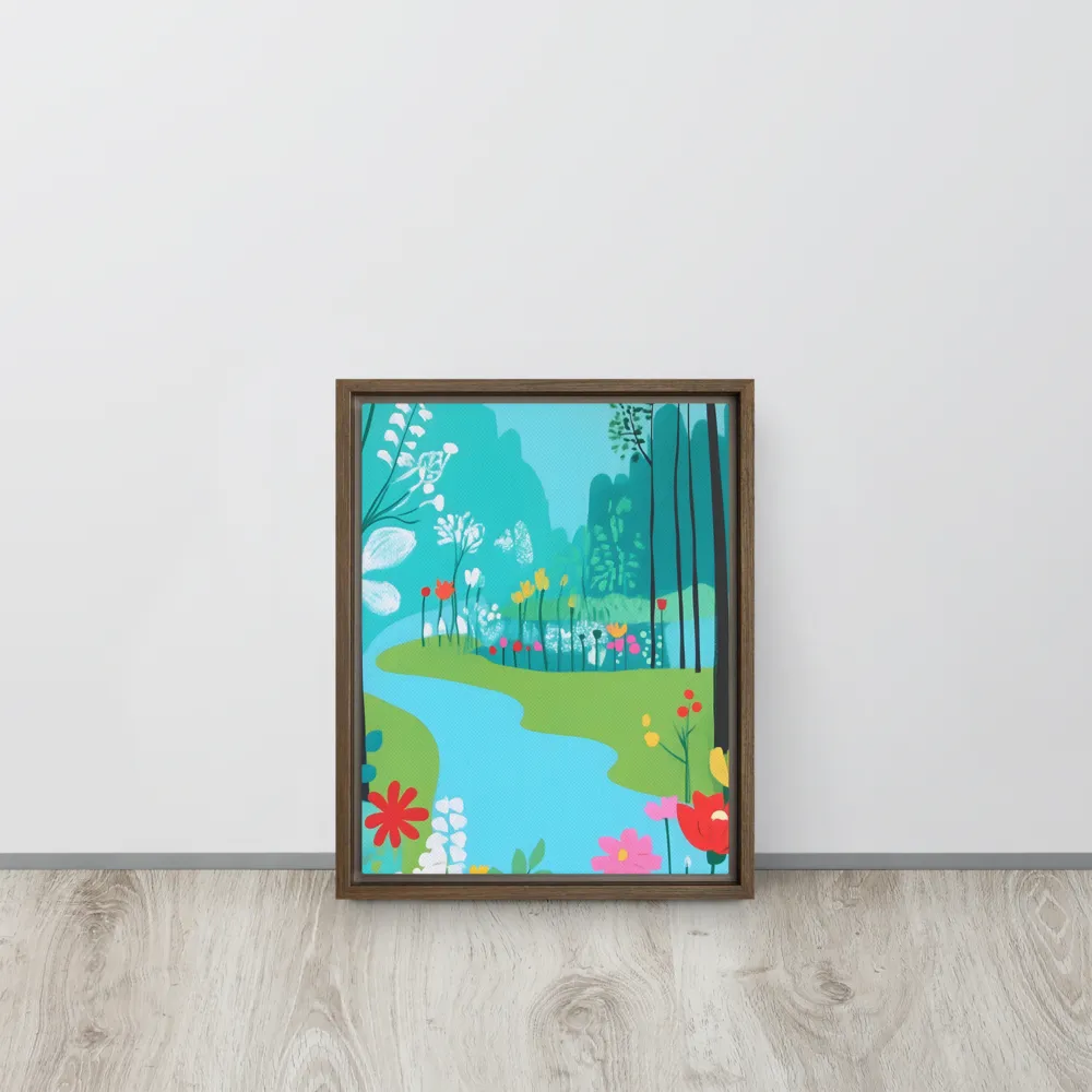 Whispers of Spring: A Colorful Retreat | Canvas with Brown Frame | 11″×14″