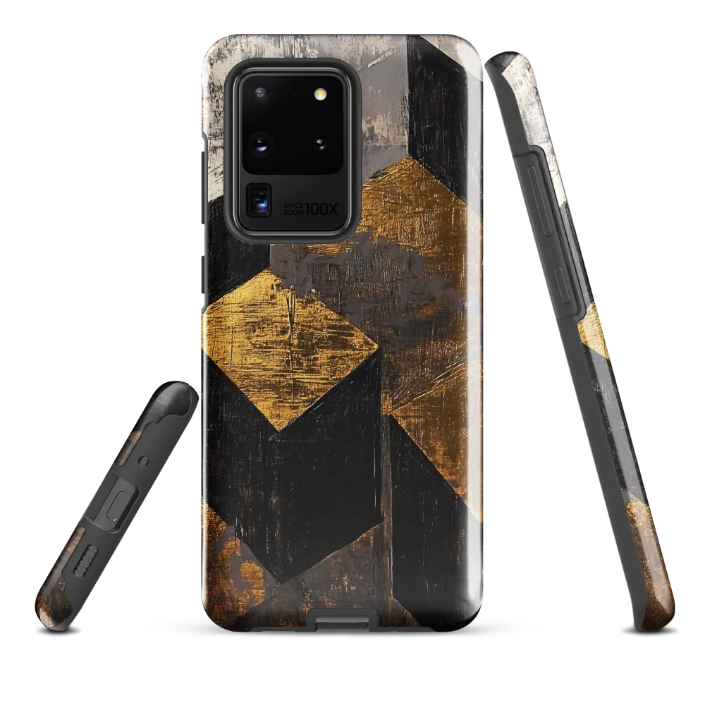 Geometric Harmony in Gold and Black | Phone Case |  S20 Ultra | Tough Case | Glossy