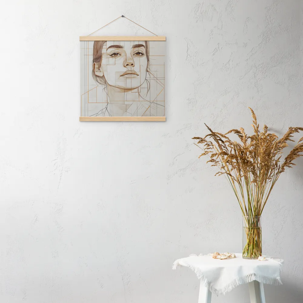 Geometric Serenity: A Minimalist Portrait | Poster With Oak Wood Hanger | 16″×16″