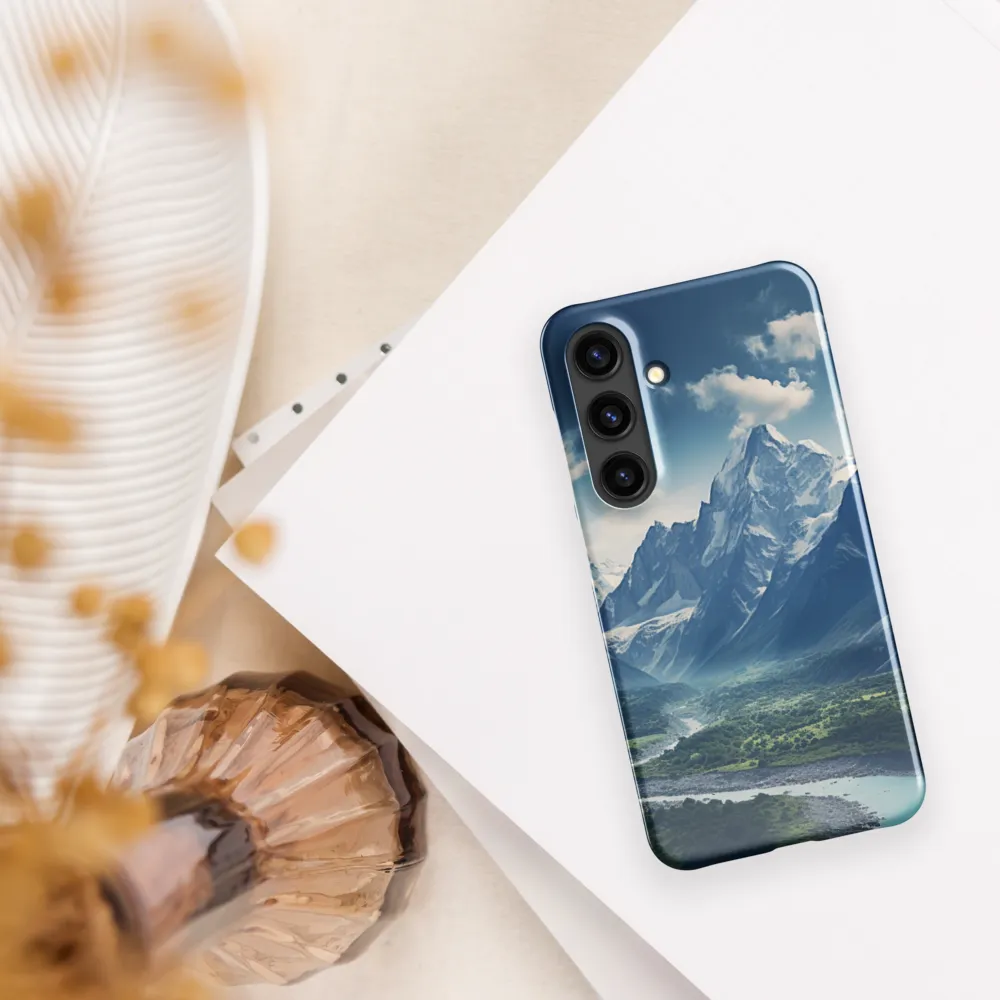Majestic Serenity: A Landscape of Mountains and Rivers | Phone Case |  S24 | Snap Case | Glossy