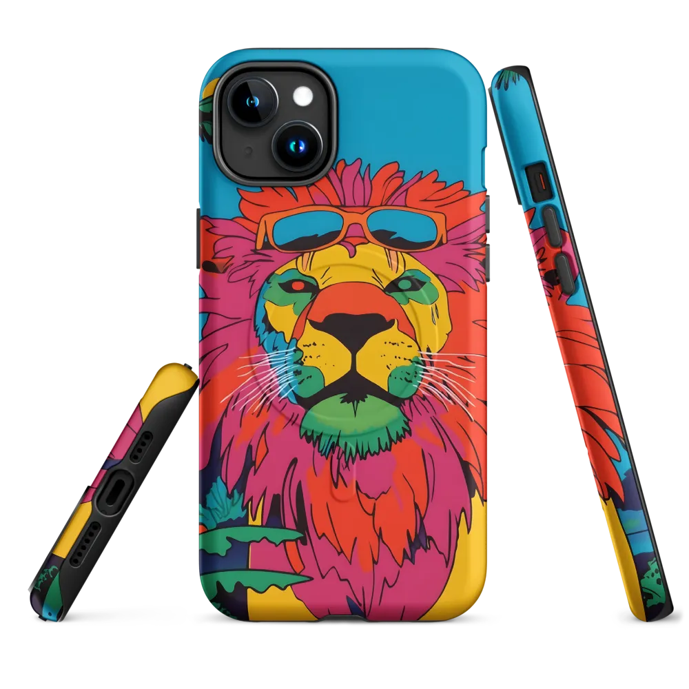 Lion with Sunglasses: A Vibrant Tropical Portrait