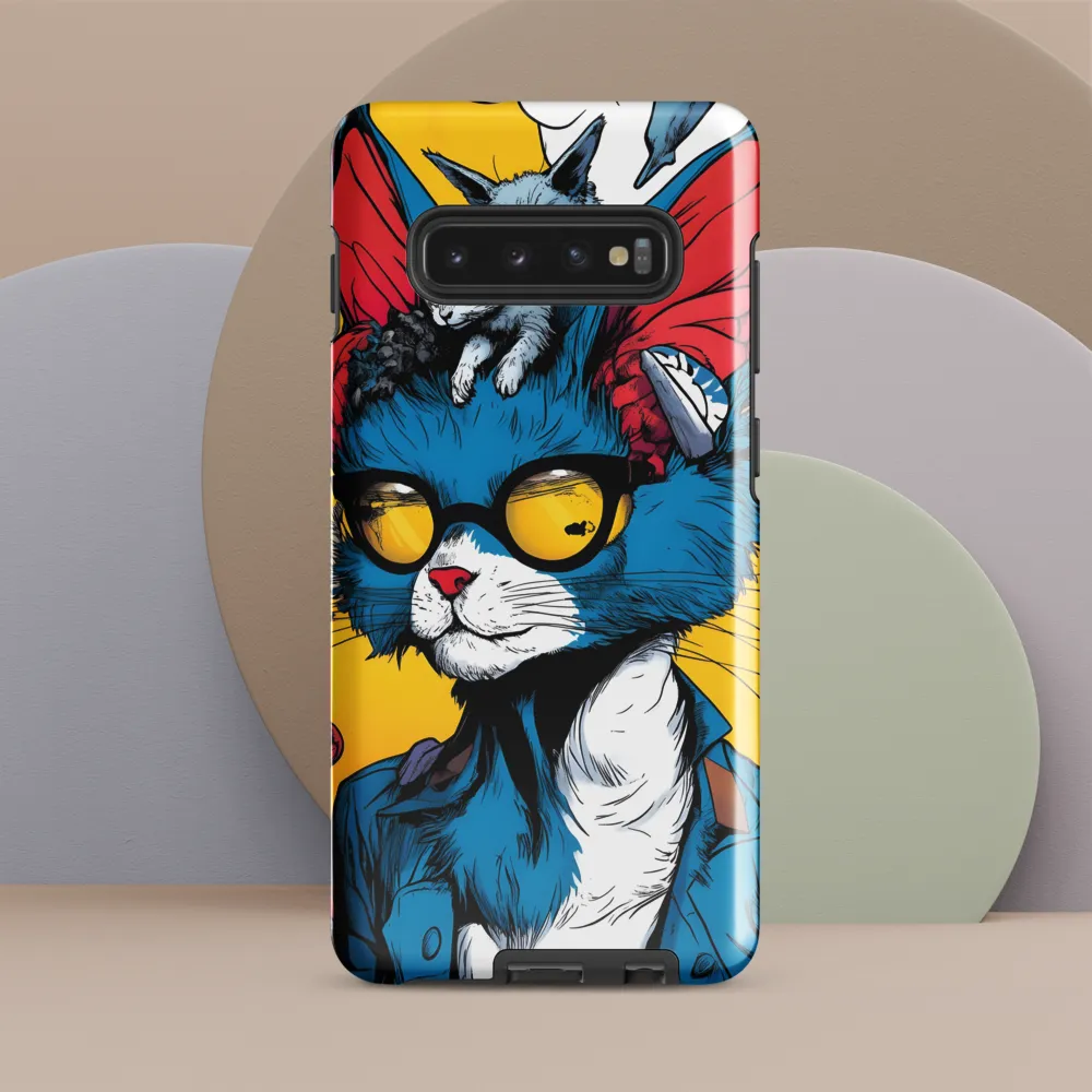 Whimsical Feline Coolness | Phone Case |  S10 Plus | Tough Case | Glossy