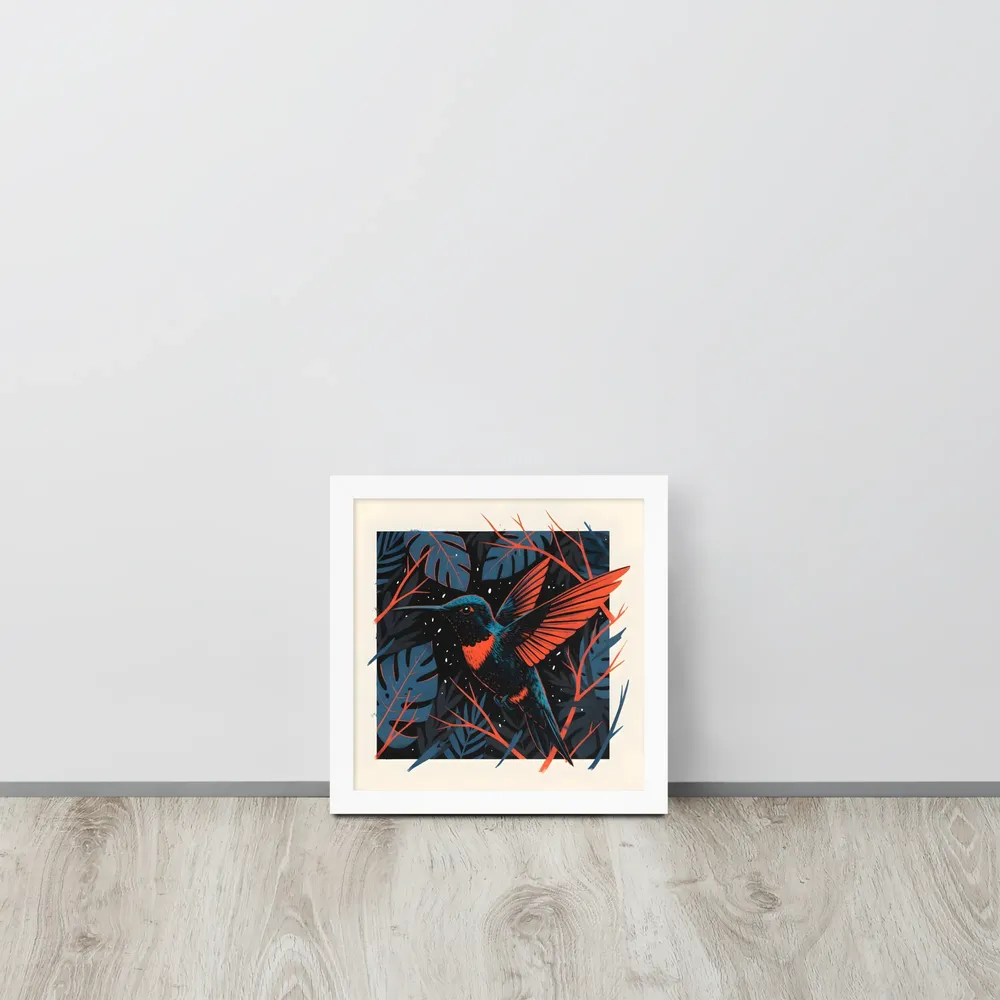 Midnight Hummingbird 
 Poster with White Frame | 10″x 10″